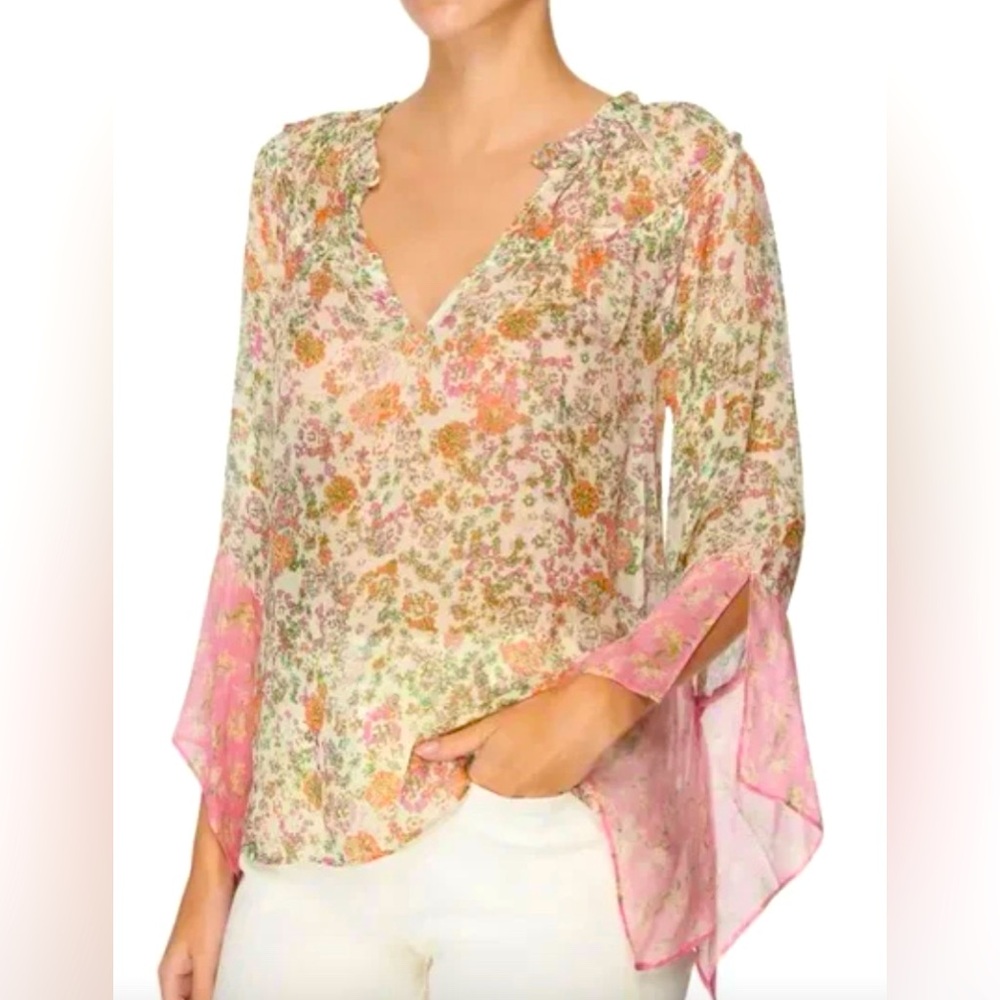 Ramy Brook Genevieve Printed Silky Blouse